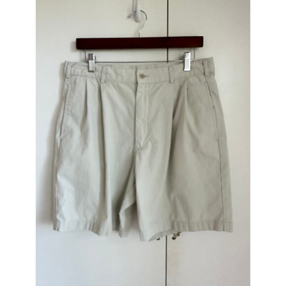 Y2K Mens Chino Khaki Shorts Size W 34 Land's End Twee Summer Preppy Dadcore - Picture 1 of 5